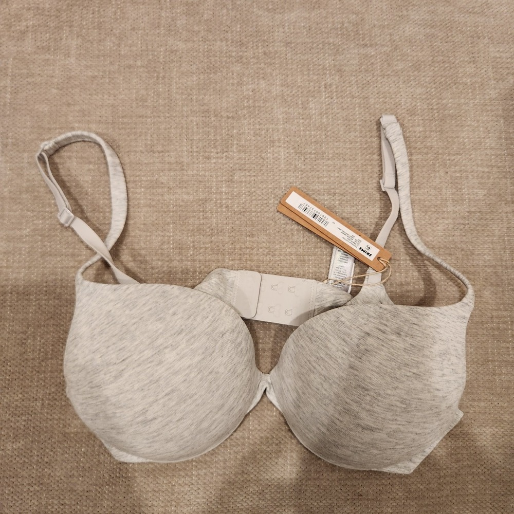 NWT SKIMS 34B Light Heather Grey Everyday Cotton Ultimate Teardrop Push Up Bra